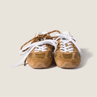 New Balance X Miu Miu 530 Sl Technical Fabric And Suede Sneakers Beige New Balance X Miu Miu 530 Sl Technical Fabric And Suede Sneakers Beige