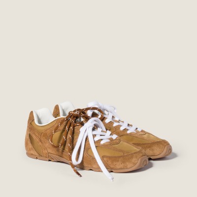 New Balance X Miu Miu 530 Sl Technical Fabric And Suede Sneakers Beige