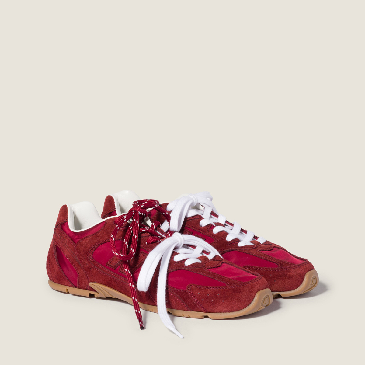 New Balance X Miu Miu 530 Sl Technical Fabric And Suede Sneakers Cerise New Balance X Miu Miu 530 Sl Technical Fabric And Suede Sneakers Cerise
