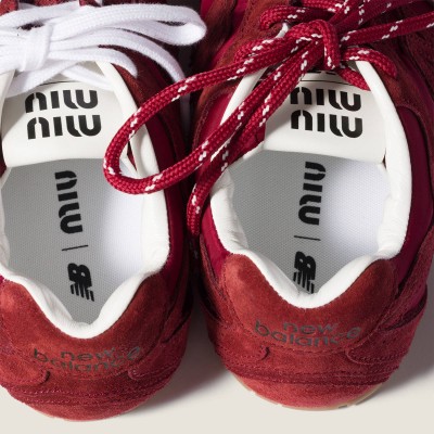 New Balance X Miu Miu 530 Sl Technical Fabric And Suede Sneakers Cerise New Balance X Miu Miu 530 Sl Technical Fabric And Suede Sneakers Cerise
