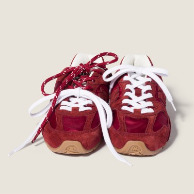 New Balance X Miu Miu 530 Sl Technical Fabric And Suede Sneakers Cerise New Balance X Miu Miu 530 Sl Technical Fabric And Suede Sneakers Cerise