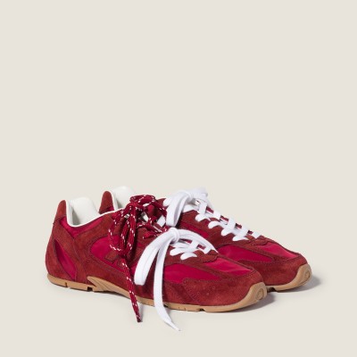 New Balance X Miu Miu 530 Sl Technical Fabric And Suede Sneakers Cerise