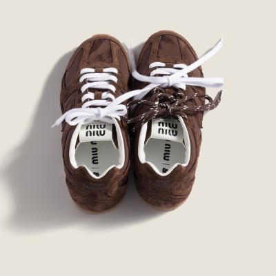 New Balance X Miu Miu 530 Sl Technical Fabric And Suede Sneakers Cocoa Brown New Balance X Miu Miu 530 Sl Technical Fabric And Suede Sneakers Cocoa Brown
