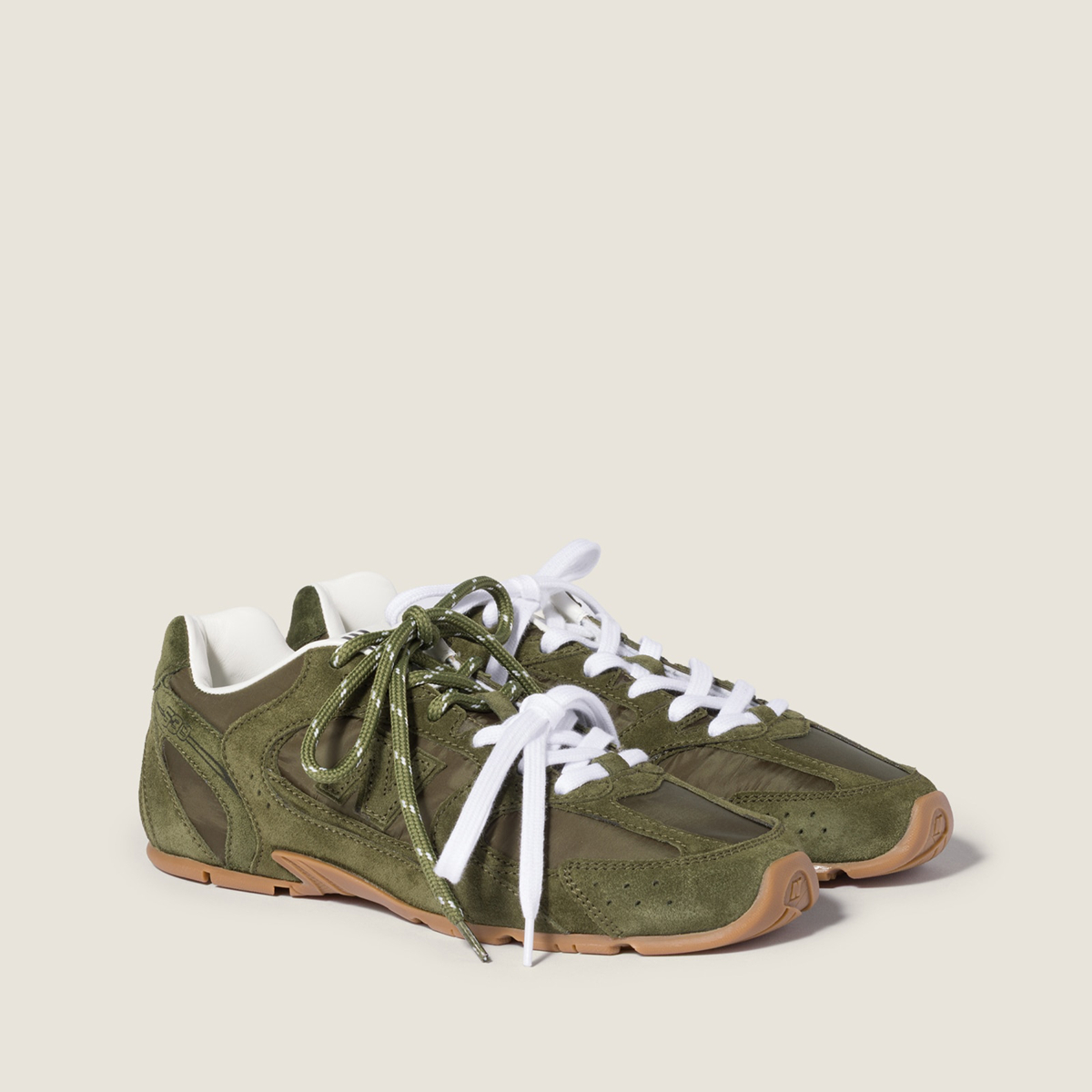 New Balance X Miu Miu 530 Sl Technical Fabric And Suede Sneakers Forest Green New Balance X Miu Miu 530 Sl Technical Fabric And Suede Sneakers Forest Green