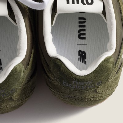 New Balance X Miu Miu 530 Sl Technical Fabric And Suede Sneakers Forest Green New Balance X Miu Miu 530 Sl Technical Fabric And Suede Sneakers Forest Green