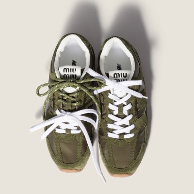 New Balance X Miu Miu 530 Sl Technical Fabric And Suede Sneakers Forest Green New Balance X Miu Miu 530 Sl Technical Fabric And Suede Sneakers Forest Green