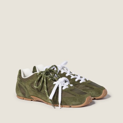New Balance X Miu Miu 530 Sl Technical Fabric And Suede Sneakers Forest Green New Balance X Miu Miu 530 Sl Technical Fabric And Suede Sneakers Forest Green